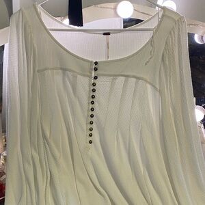 Free People Cream Button-Front Blouse